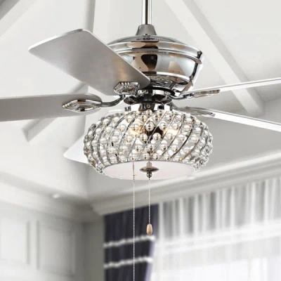 Jonathan Y Crista 52" 3-light Metal/wood Led Ceiling Fan In Gray