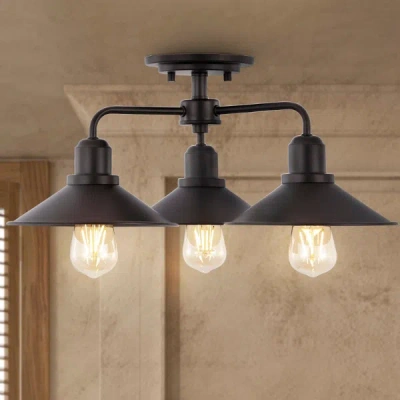 Jonathan Y Calvin 18.5" 3-light Iron Industrial Led Pendant In Black