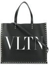Valentino Garavani Black Vltn Tote Bag In Multi
