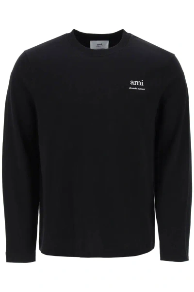 Ami Alexandre Mattiussi Ami Paris Long-sleeved Cotton T-shirt For Women In Black