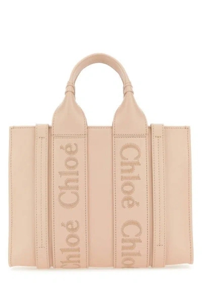 Chloé Chloe Woman Pastel Pink Leather Small Woody Shopping Bag