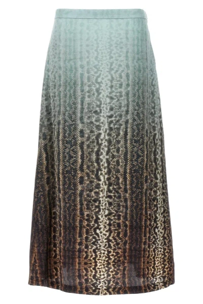 Fendi Women Animal Print Skirt In Sky Blue