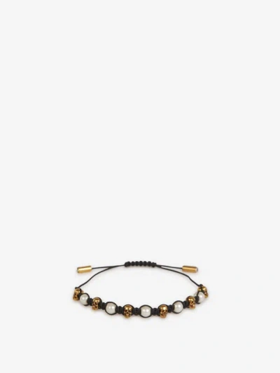 Alexander Mcqueen Black Friendship Bracelet In Adjustable Closure