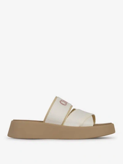 Chloé Mila Canvas Platform Sandal In Blanc