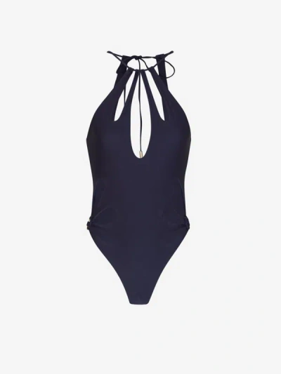 Cult Gaia Dressing Gownrta Cut Out Swimsuit In Blau Marí