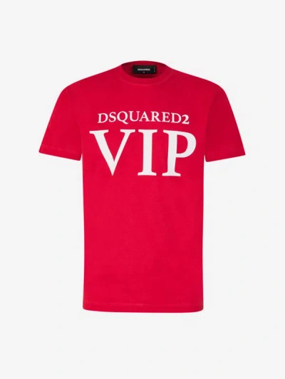Dsquared2 Printed Cotton T-shirt In Vermell