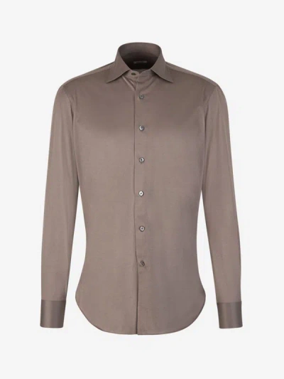 Fray Camisa Micro Punto In Taupe