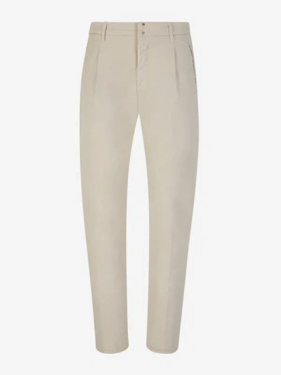 Incotex Blue Cotton Formal Trousers In Beix