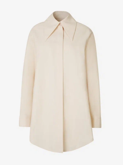 Jil Sander Long Linen Shirt In Nude