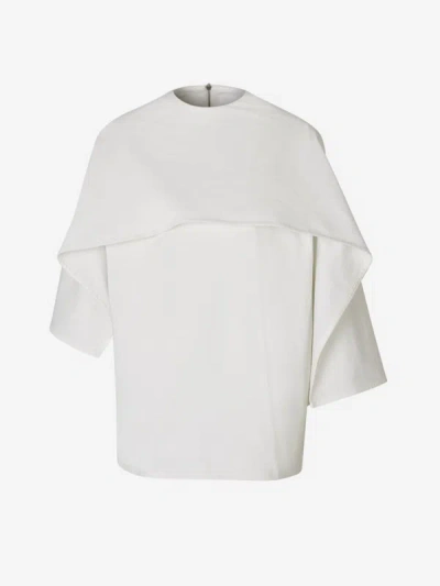 Jil Sander Sleeveless Cape T-shirt In White