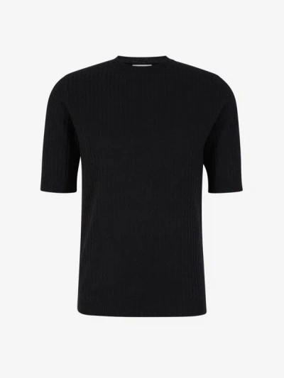 Lardini Ribbed Knit T-shirt In Negre