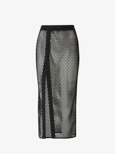 Off-white Openwork Midi Skirt In Negre