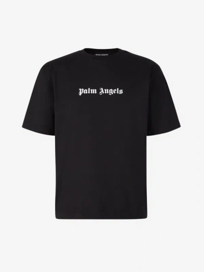 Palm Angels Logo Cotton T-shirt In Negre