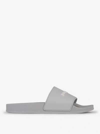 Palm Angels Pool Logo Sandals In Gris Clar