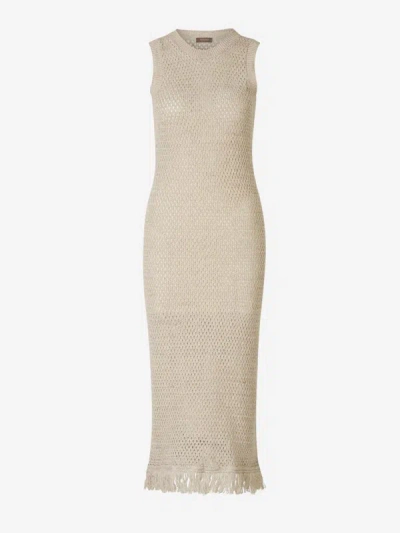 Peserico Linen Midi Dress In Ivori