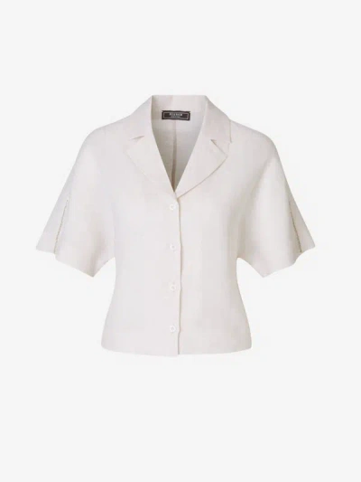Peserico Short Linen Shirt In Crema