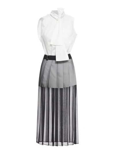 Sacai Day Evening Dress In White