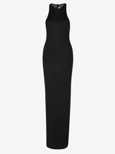 Saint Laurent Semi-transparent Maxi Dress In Negre