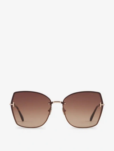 Tom Ford Nickie Rectangular Sunglasses In Brown