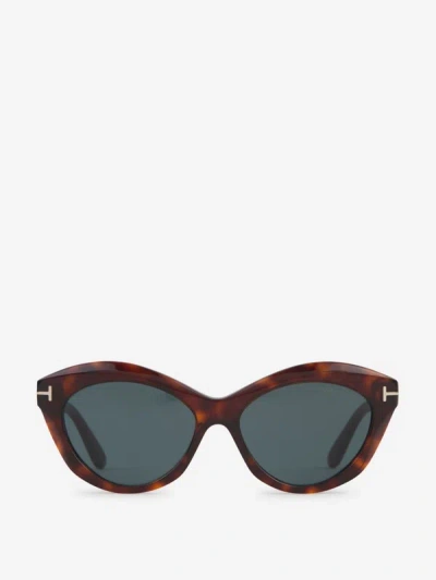 Tom Ford Toni Oval Sunglasses In Metal "t" Logo Decoration