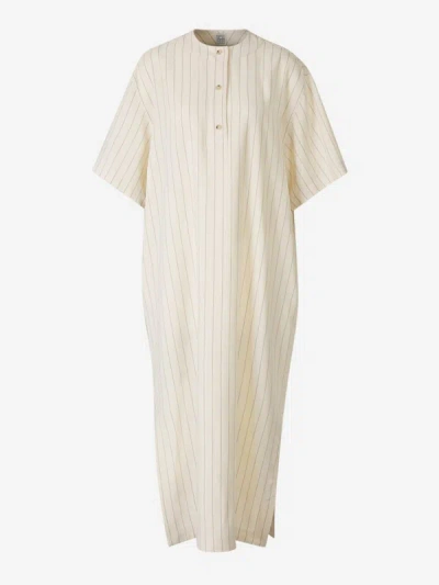 Totême Striped Midi Dress In Striped Motif