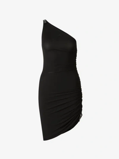 Courrèges Gather Crepe Jersey Dress In Black