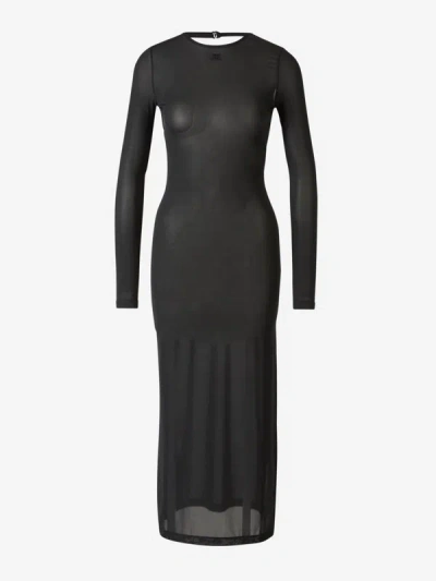 Courrèges Tulle Midi Dress In Negre