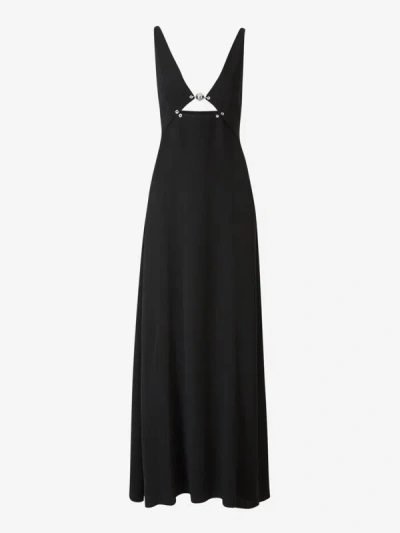 Rabanne Flowing Maxi Dress In Pearl Detail On The Silver Neckline