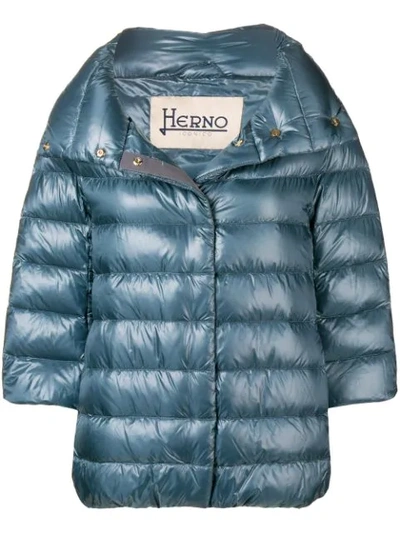 Herno Padded Feather Down Jacket In Blue