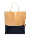 Alice.d Large Color-block Leather Tote Bag In Camel/navy/golf