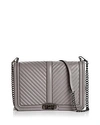 Rebecca Minkoff Love Chevron Quilted Jumbo Leather Crossbody In Grey
