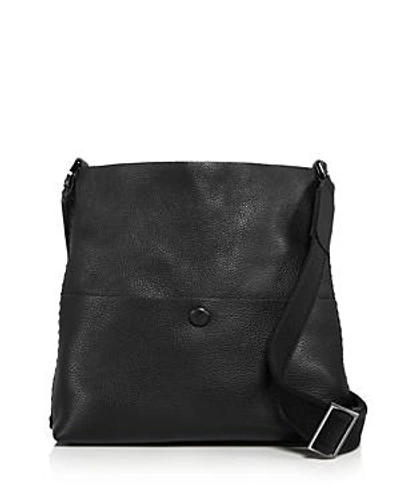 Callista Iconic Noir Slim Leather Messenger Bag In Sable Noir Black/gunmetal