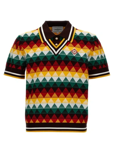 Casablanca Argyle Pattern Polo Shirt In Multicolor