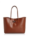 Longchamp Roseau Leather Shoulder Tote - Brown In Caramel