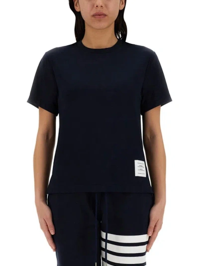 Thom Browne Cotton T-shirt In Navy