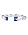 Michael Kors Padlock Link Open Cuff Bracelet In Silver/blue