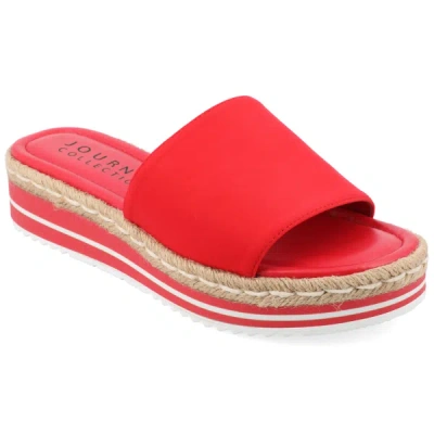 Journee Collection Women's Rosey Tru Comfort Foam Wide Width Wedge Heel Espadrille Sandals In Red