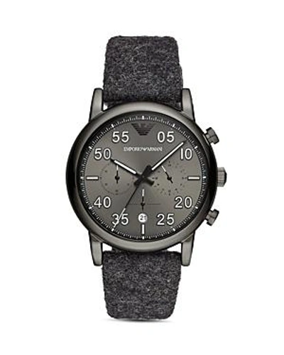 Emporio Armani Men's Chronograph Gray Fabric Felt Strap Watch 43mm