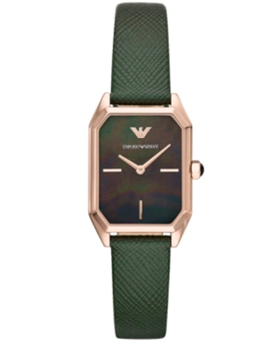 Emporio Armani Women's Green Leather Strap Watch 24x36mm