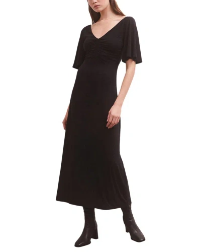 Z Supply Kara Flutter Sleeve Midi Dress In Black