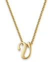 Roberto Coin 18k Yellow Gold Cursive Initial Necklace, 16 In V/gold