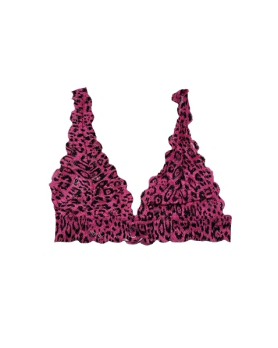 Cosabella Women's Never Say Never Printed Triangle Bralette In Victorian Pink/ Animal In Multi