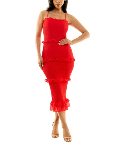 Bebe Midi Dress In Fiery Red