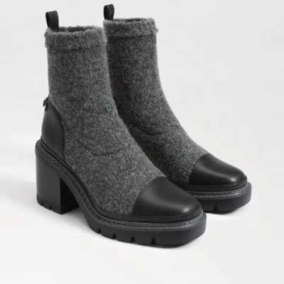 Sam Edelman Rozanna Knit Bootie In Charcoal/black