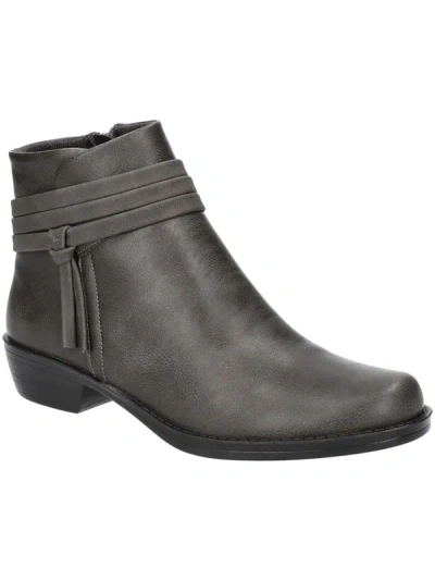 Easy Street Fernanda Womens Faux Leather Block Heel Ankle Boots In Grey