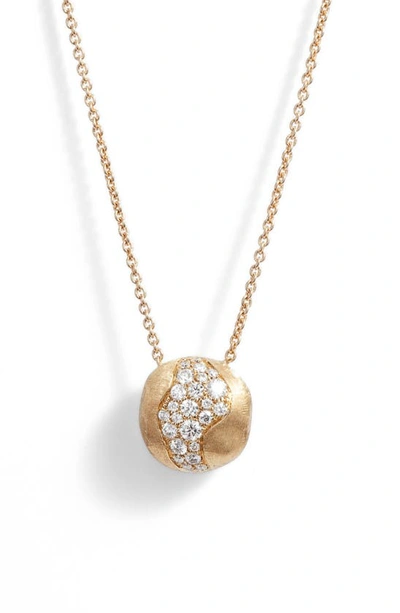 Marco Bicego 18k Yellow Gold Africa Pave Diamond Boule Pendant Necklace, 16.5