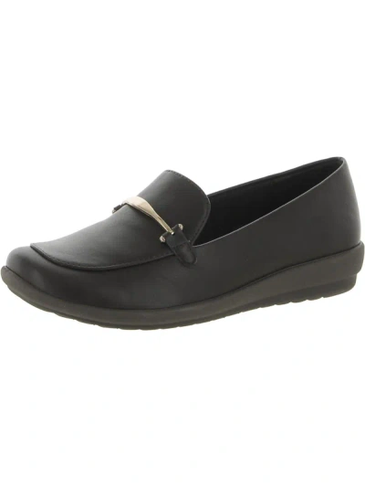 Easy Spirit Arena Womens Faux Leather Slip On Loafers In Black