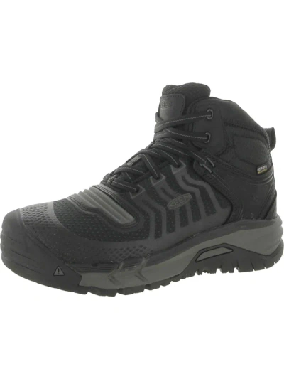 Keen Kansas City Mens Leather Lace-p Ankle Boots In Black