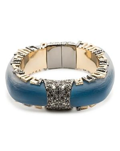 Alexis Bittar Geometric Pave Lucite Hinge Bracelet In Blue/gold