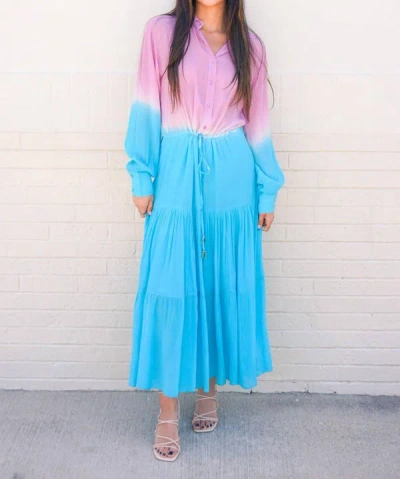 Karina Grimaldi Aubrey Ombre Maxi Dress In Blue/pink In Multi